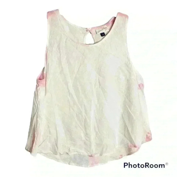 Universal Thread Tops - Universal Thread Cotton Keyhole Back Tank Top Bleached Plaid